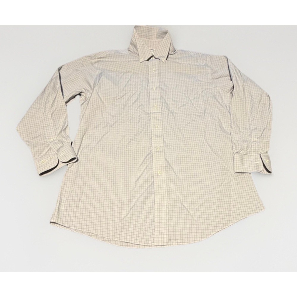 Brooks Brothers 346 Dress Shirt‎ Mens 16.5 34 Blue Check Slim Fit Button Up